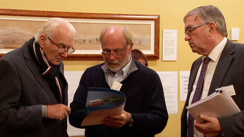 Bob Clifford, with Damon Thomas and Rene Hidding, at ferry proposal meeting.