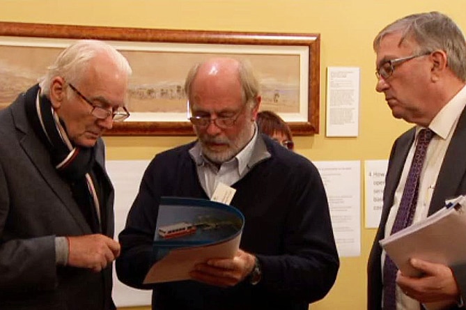 Bob Clifford, with Damon Thomas and Rene Hidding, at ferry proposal meeting.