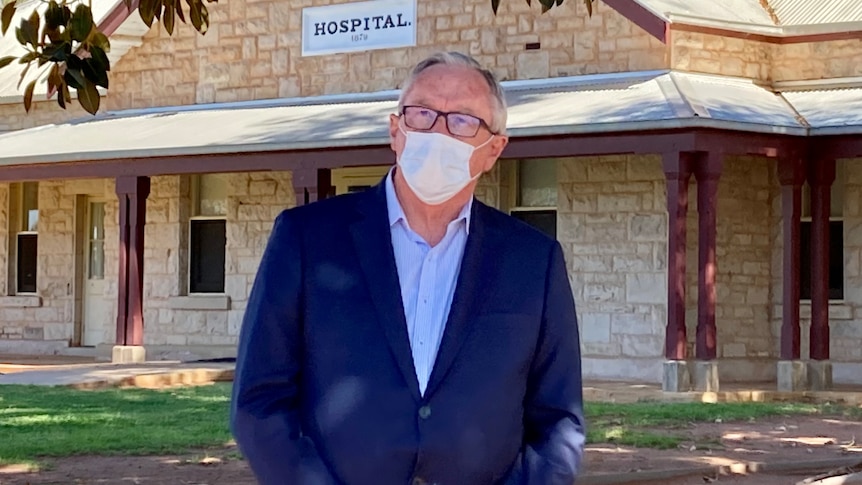 Brad Hazzard out the front of the Wilcannia Hospital