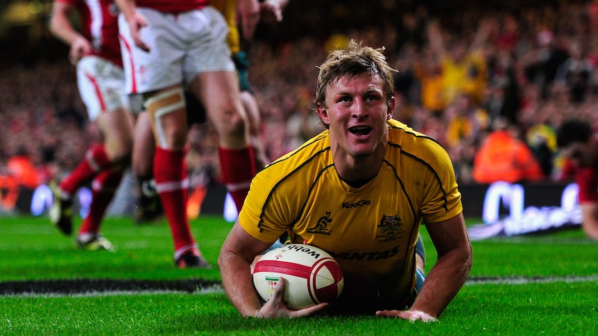 Reds recruit ... Lachie Turner scoring a try for the Wallabies against Wales in 2011