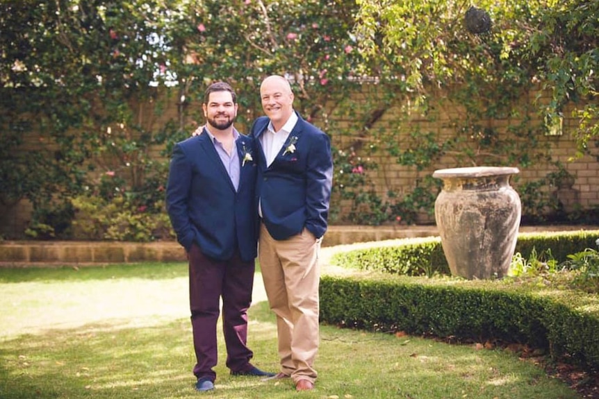 Sebastian Caruso with his partner Jeff Thurlow, who has early onset dementia.