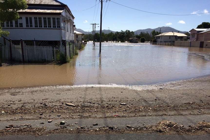 The water is beginning to recede at Depot Hill.