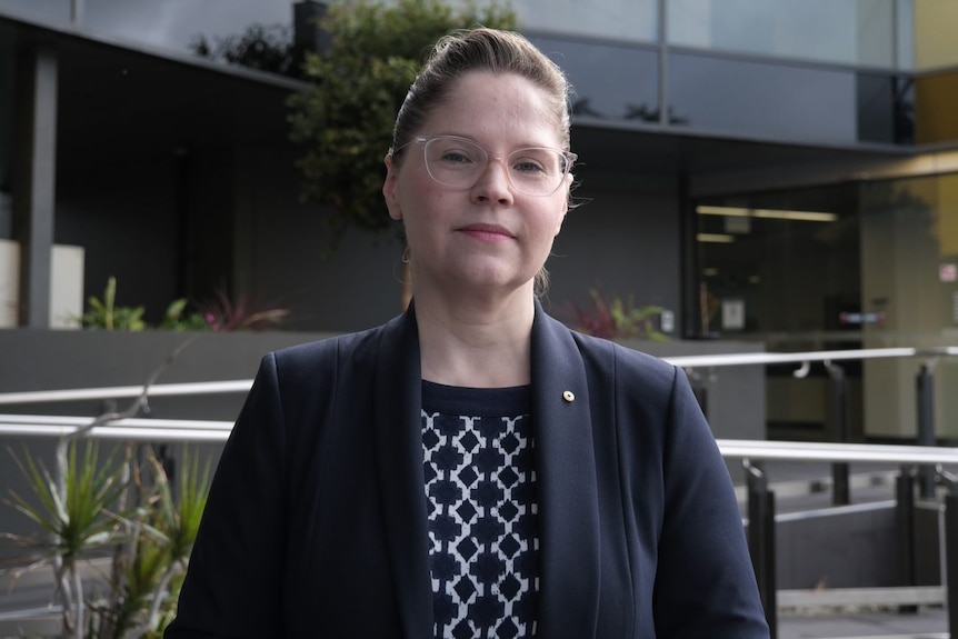 Elizabeth Dabars stands outside a hospital in Adelaide