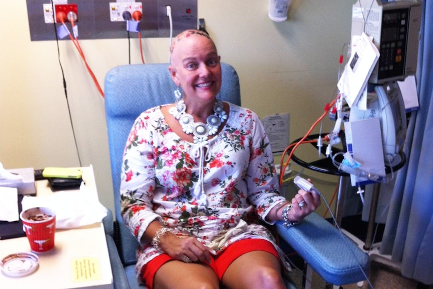 Lisa Laird getting chemotherapy during her first cancer treatment in Cairns hospital in far north Queensland in 2012