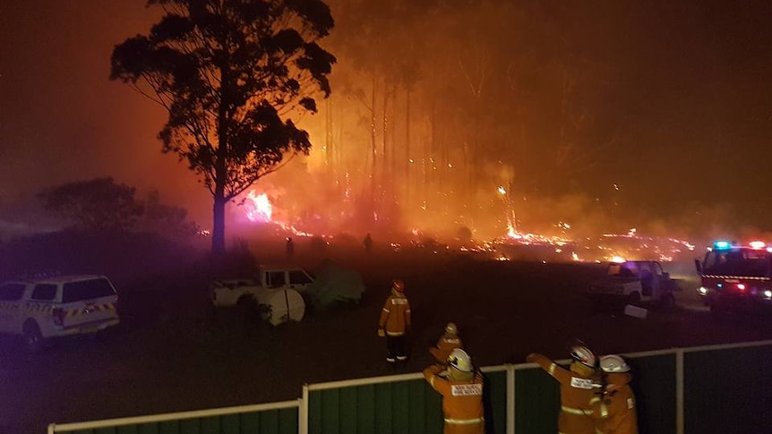 Firefighters responding to large bushfire at Comboyne NSW, September 24, 2017.