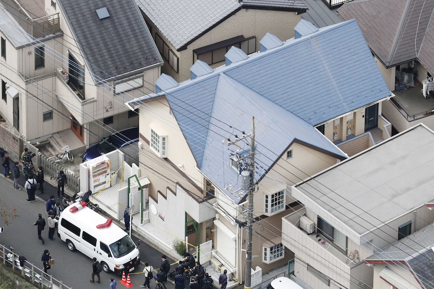 Aerial shot of the Japanese apartment where the dismembered bodies were found.