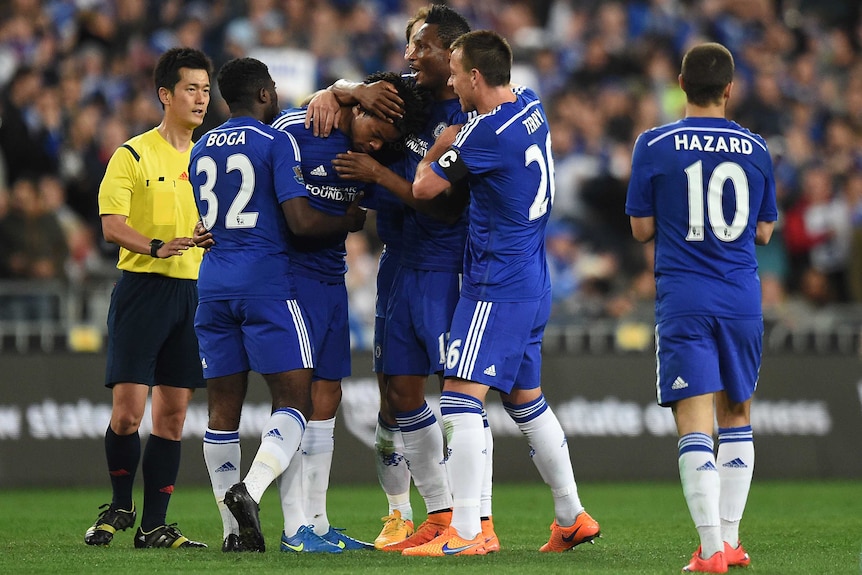 Chelsea celebrates Loic Remy's goal during the friendly against Sydney FC in 2015.