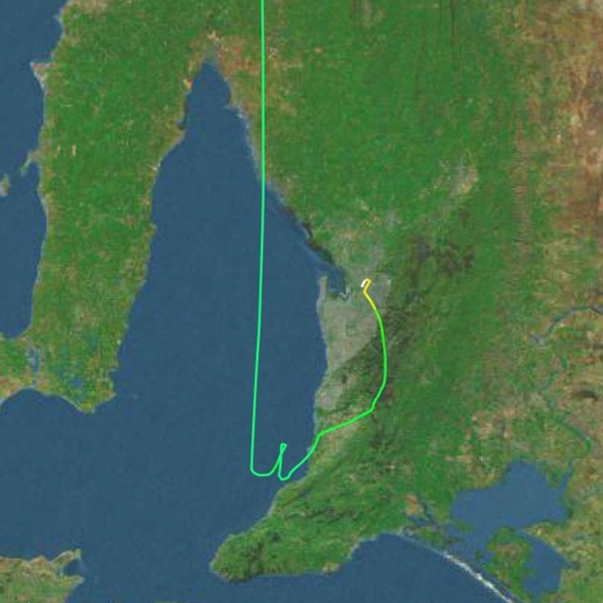A flight map showing the pilot's course from Port Augusta to Parafield