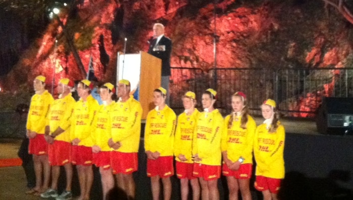 Anzac Day dawn service at Elephant Rock at Currumbin Beach on Qld's Gold Coast on April 25, 2012