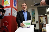 Adam Bandt casts his vote for the Federal election