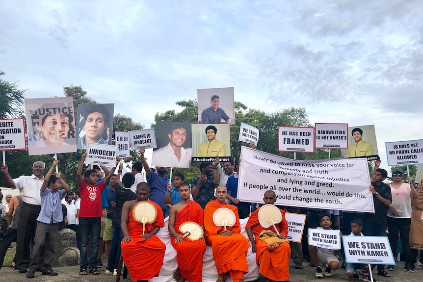 A protest in Sri Lanka for Kamer's release