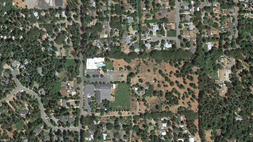 A satellite photo of the Children's Community Charter School before the fire.