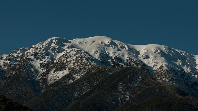 Snow covered Mount Bogong in North East Victoria in the winter.