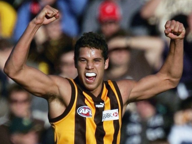 Unstoppable... Lance Franklin kicked 5.4 for the Hawks. (File photo)