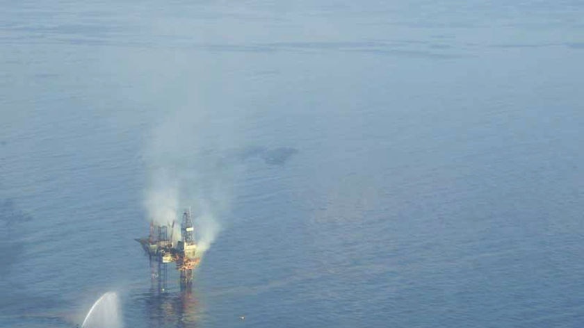 The oil slick is about 14 kilometres long and 30 metres wide.