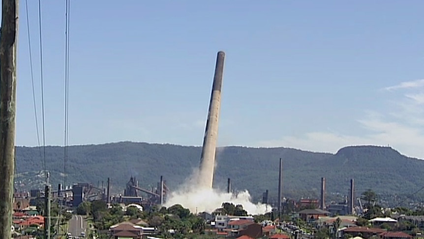 Port Kembla stack falls