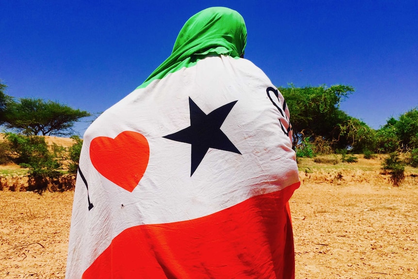 A woman wearing Somaliland colours