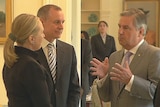Jay Weatherill and Kevin Scarce chatted with Hillary Clinton at Government House