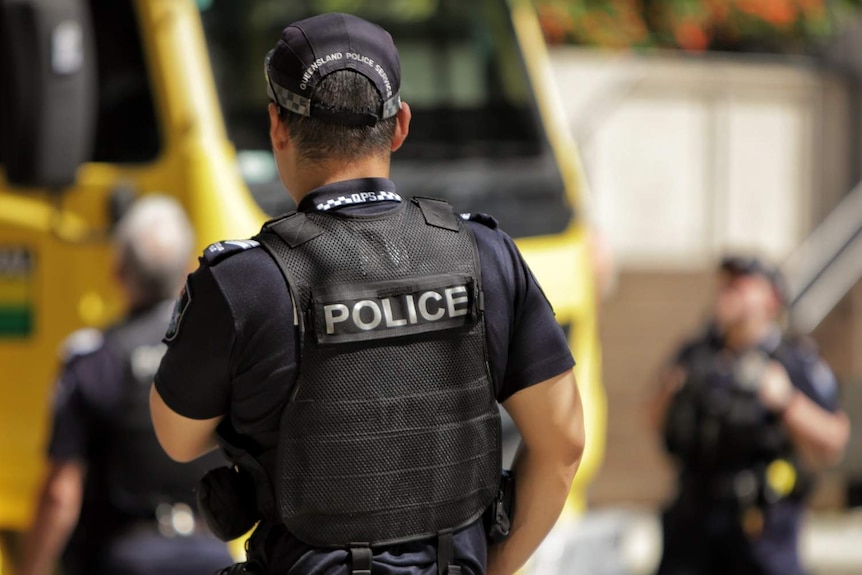 View of a police officer from behind