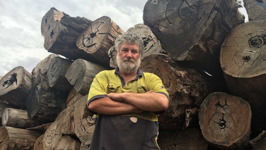 Third generation sawmiller Chris Crump at his sawmill in Mathoura