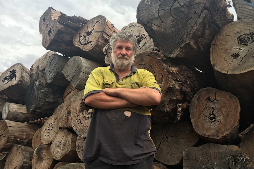 Third generation sawmiller Chris Crump at his sawmill in Mathoura