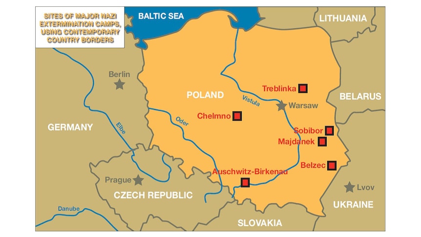 Map of extermination camps in occupied Poland.