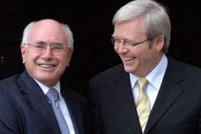 File photo: John Howard meets Kevin Rudd at the Lodge on November 29, 2007 (Getty Images: Ray Strange-Pool)