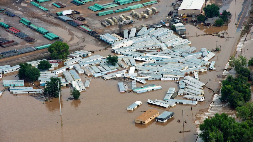 Aerial view of the Colorado flood damage