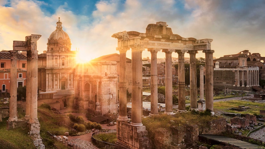 Temple of Vespasian and Titus and Church of Santi Luca e Martina, Rome