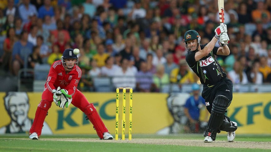 George Bailey hits out for Australia in the third T20 international against England.