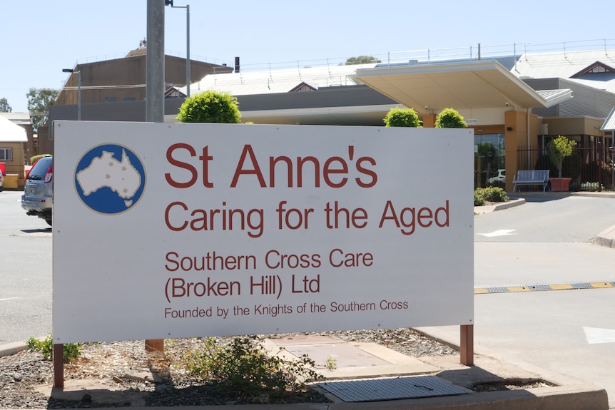 The sign at the front of Southern Cross Care in Broken Hill.