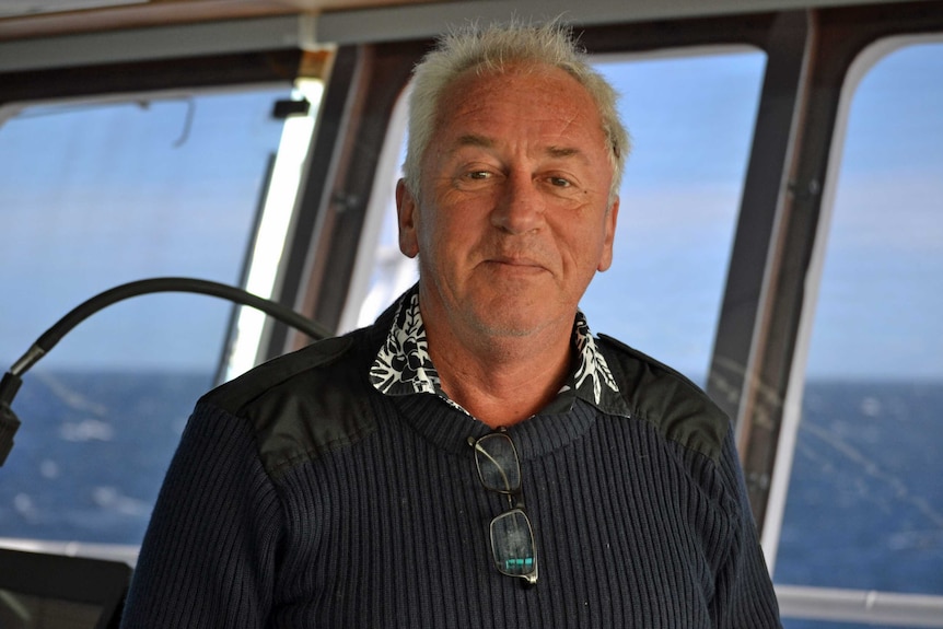 Ship's Master John Highton aboard the RV Investigator.