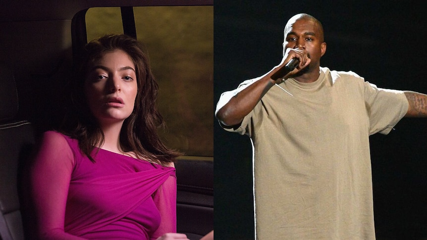 A composite shot of Lorde and Kanye West