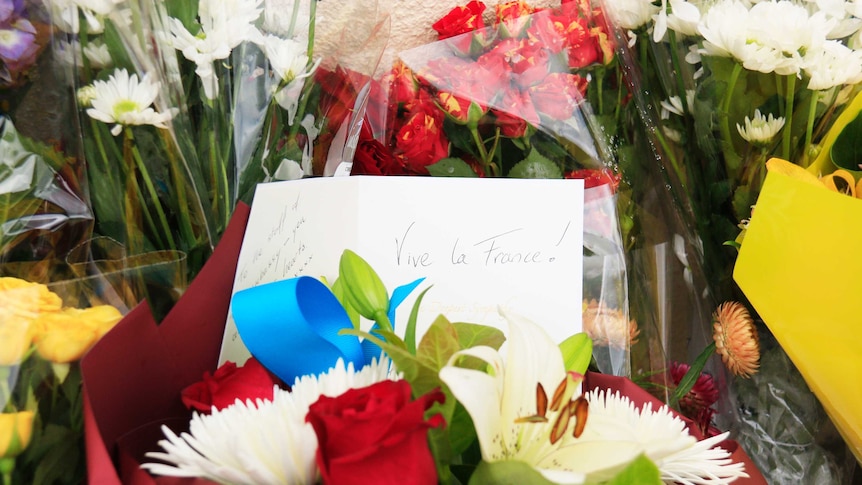 Words of support for France, at the country's embassy in Canberra.