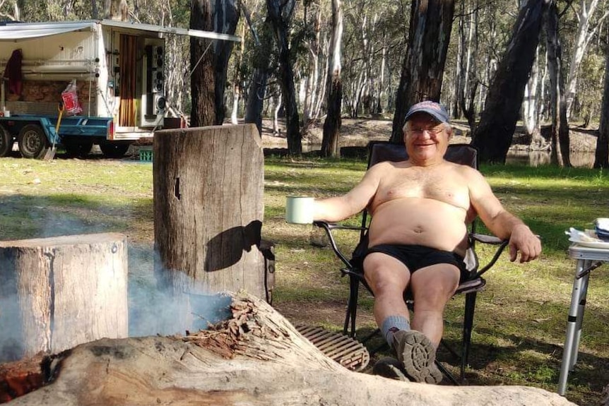 Dave Theodoulou camping at Moulamein