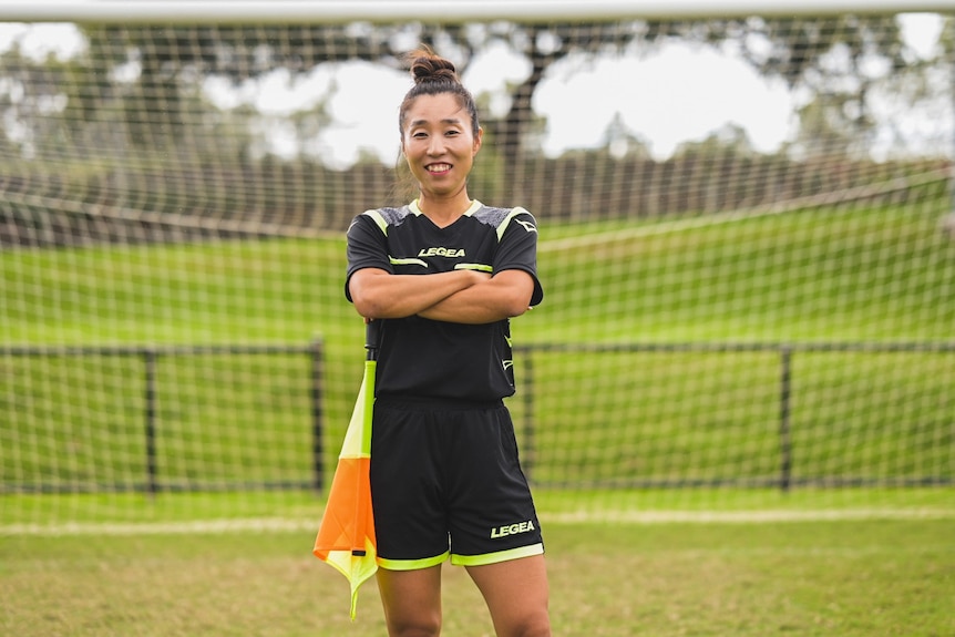 A-League referee Mi Suk Park poses for the camera with arms crossed