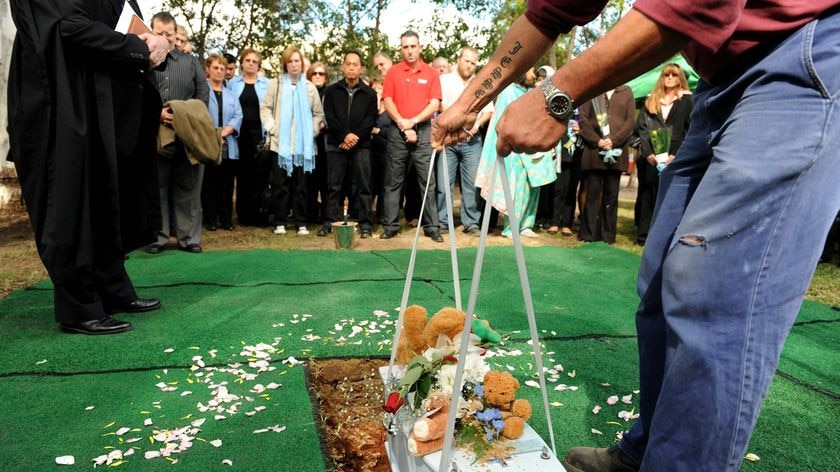 The funeral was attended by about 30-40 people who never knew baby Nicholas.