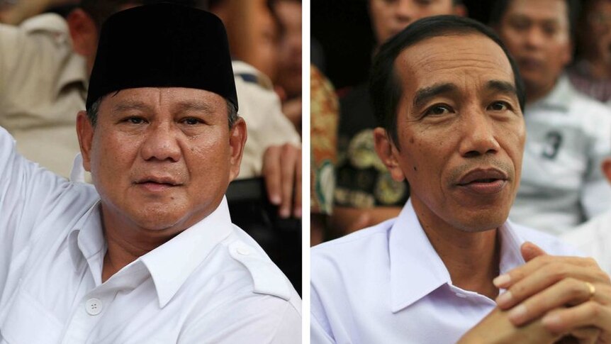 Presiden Jokowi (kanan) dan Capres Prabowo Subianto (kiri).