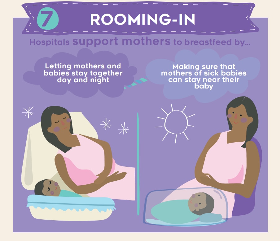 A poster outlining that mothers and babies should be allowed to stay together in hospital