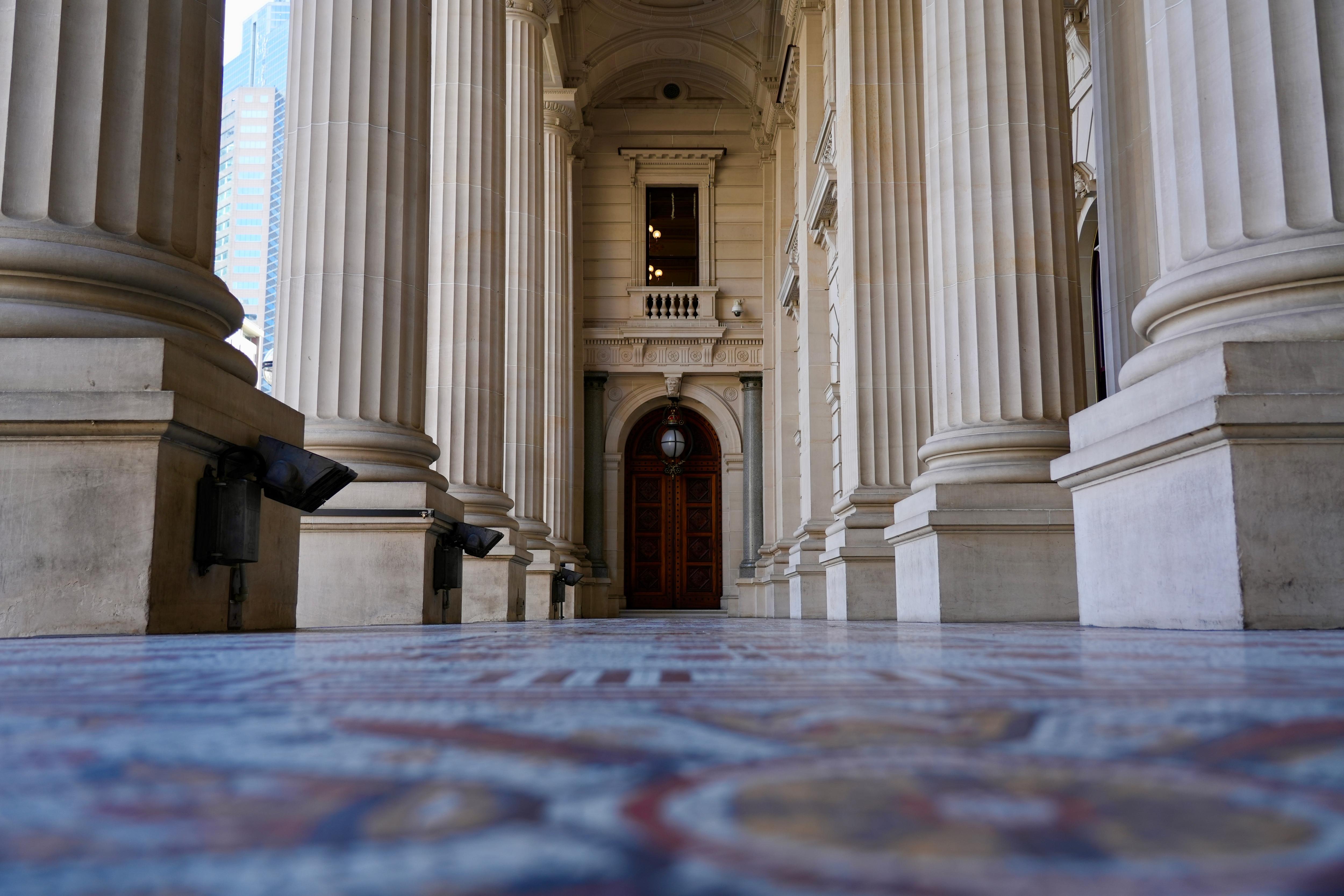 The exterior of the Victorian Parliament building.