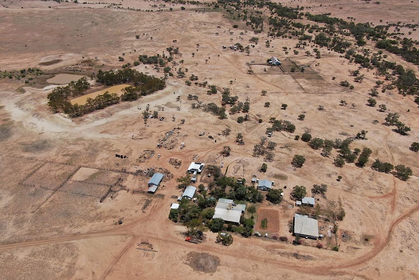 Aerial photo of an outback station.