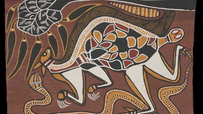 Bark painting of Indigenous animal totems