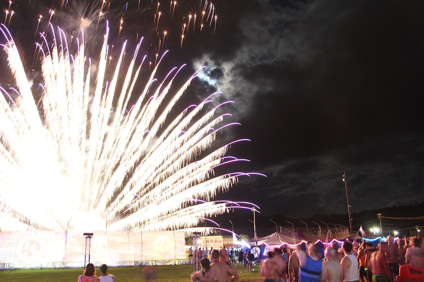 Fireworks with crowd