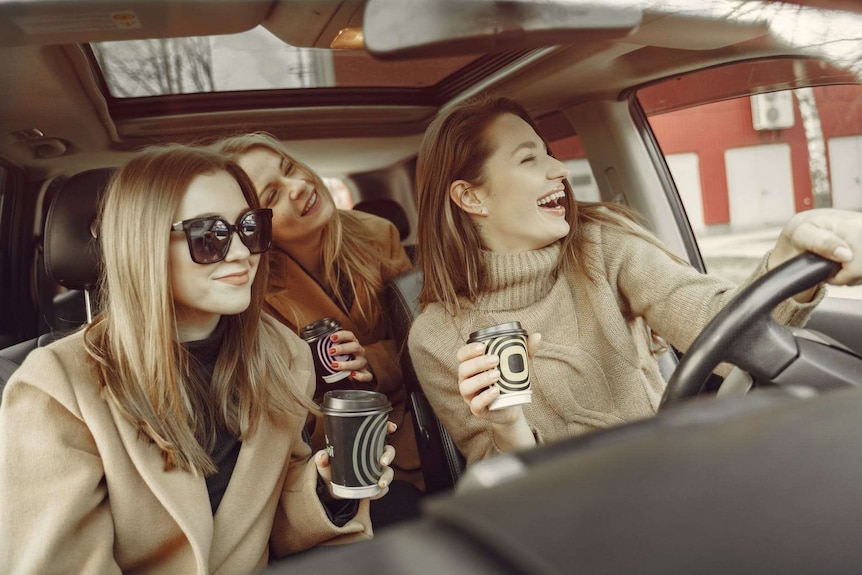 Three women in a car