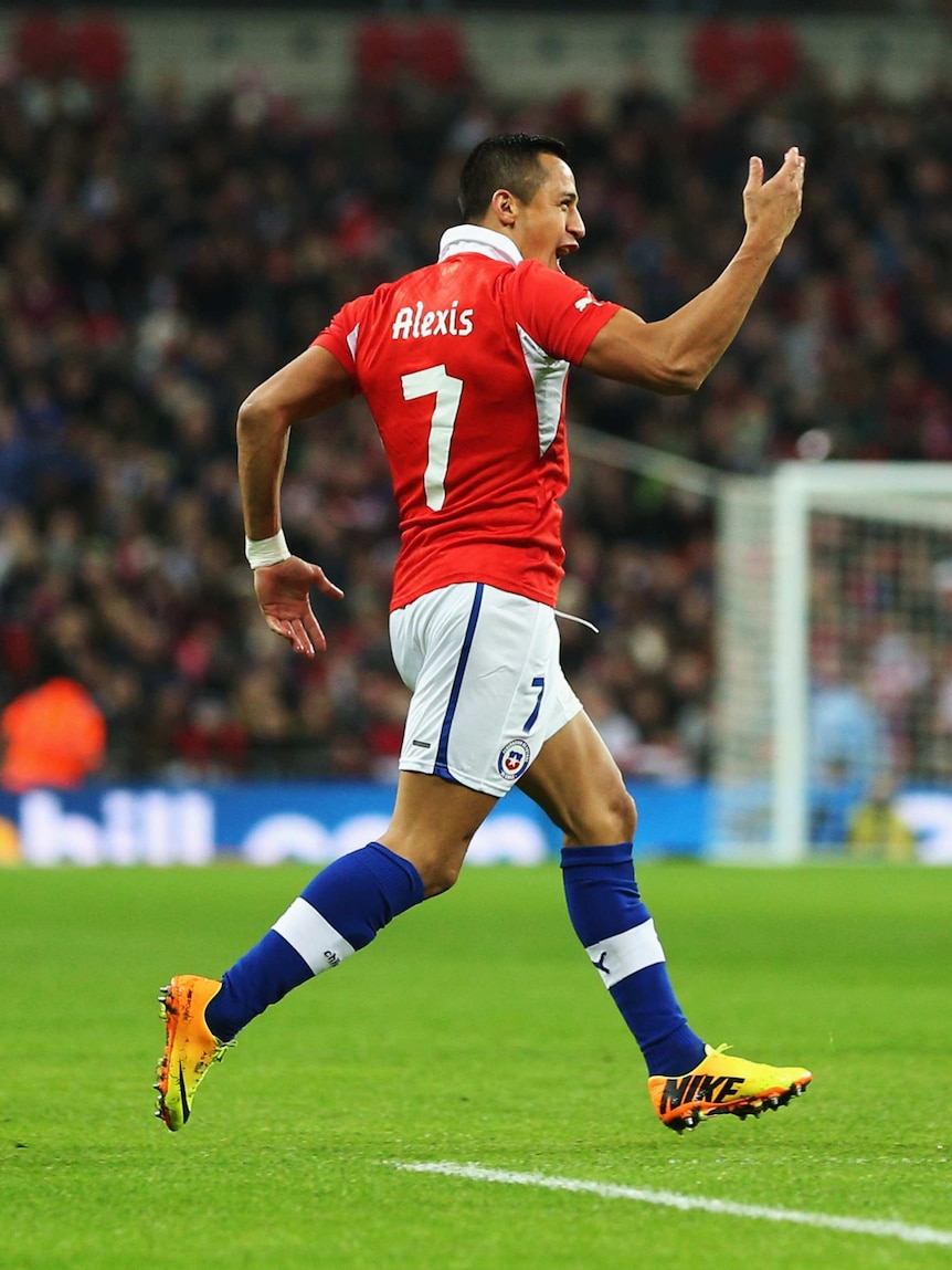 Sanchez celebrates against England