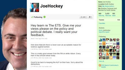 Joe Hockey tweets to his followers