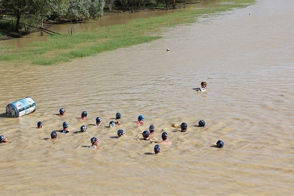 heads in river