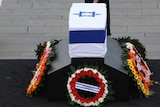 The coffin of former prime minister Ariel Sharon