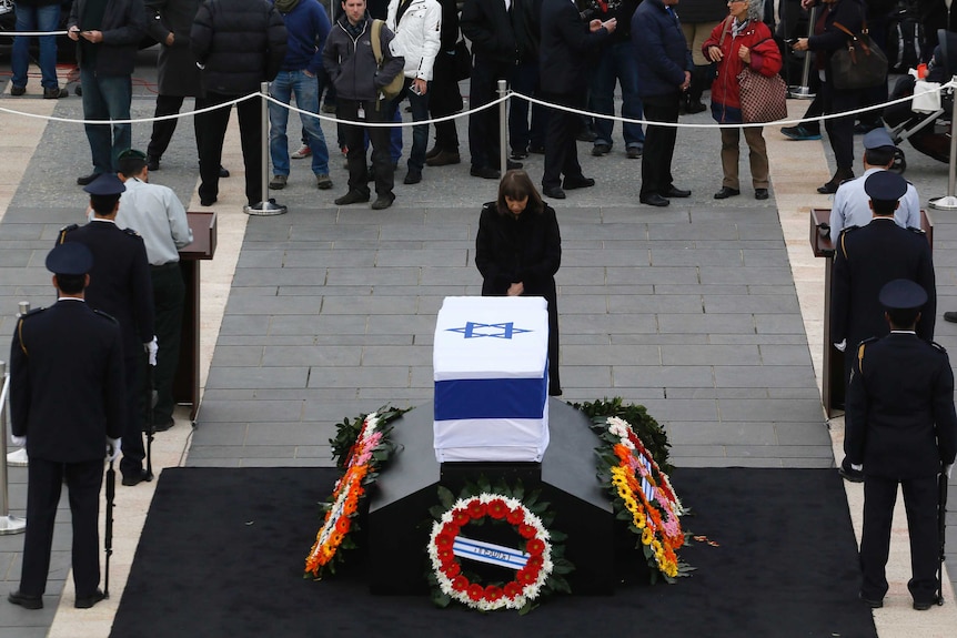The coffin of former prime minister Ariel Sharon