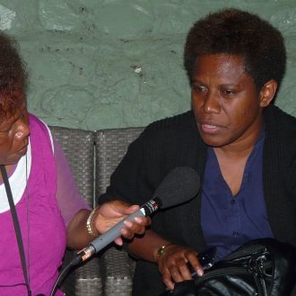 Papua New Guinea chief magistrate Nerrie Eliakim speaking with Radio Australia's Caroline Tiriman